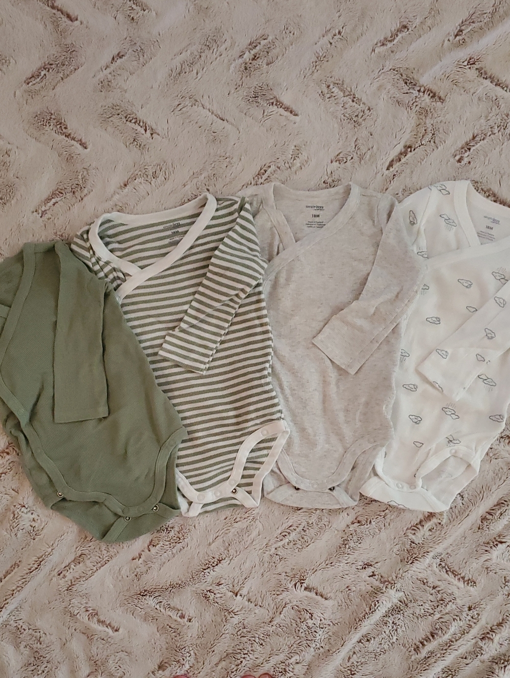 Carter's Long-Sleeve One-Piece Bodysuits - Green, Gray, White (4-Pack)